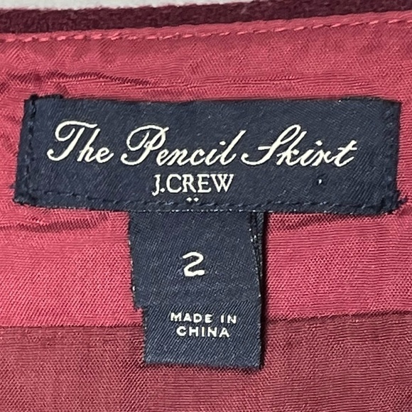 J. Crew Factory The Pencil Skirt Double Serge Wool Blend Burgundy Mulberry - Picture 6 of 8